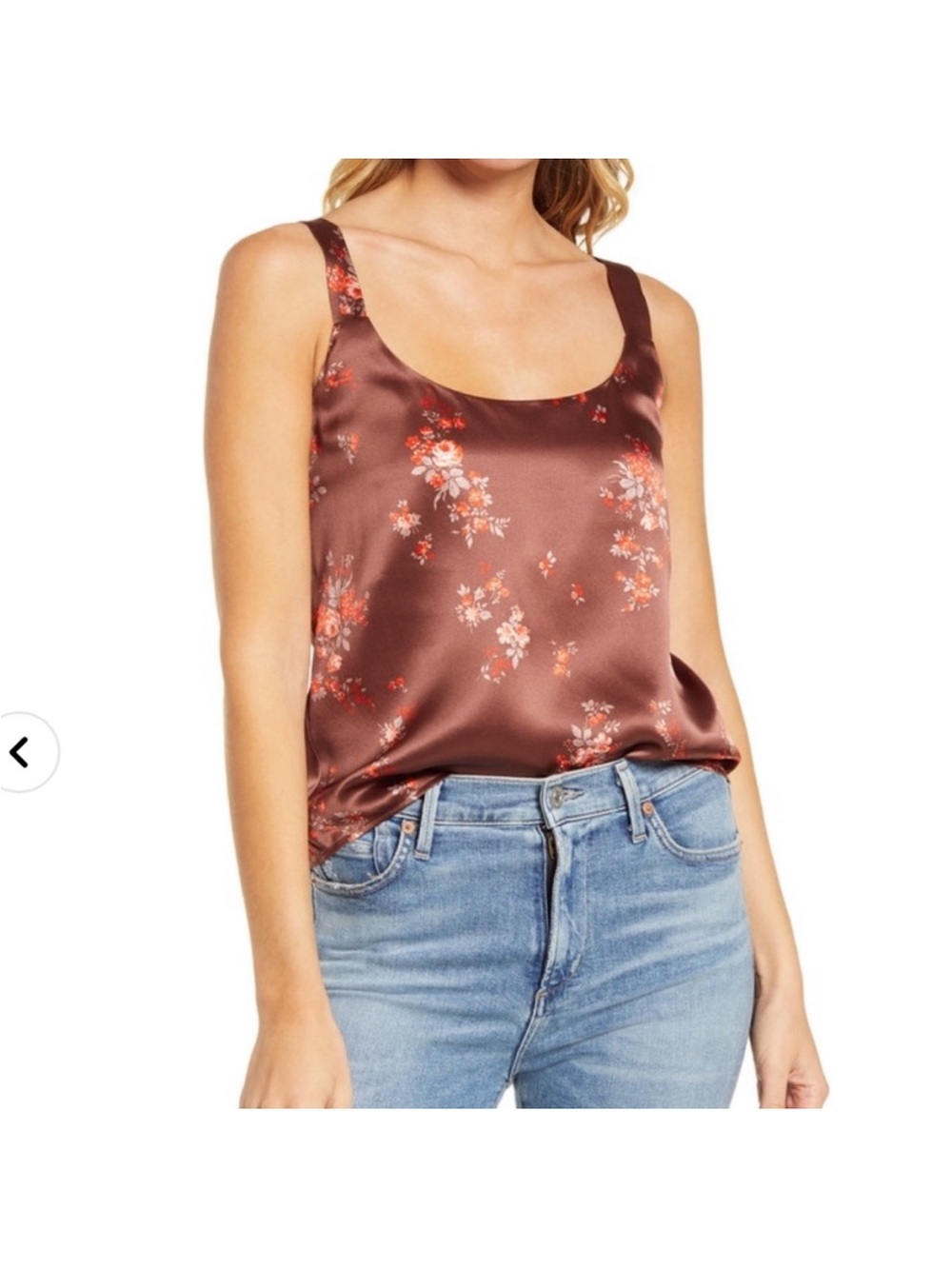 100 % silk brown floral Reformation tank top. Size Large
